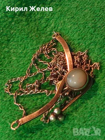 СТАРО АР НУВО СРЕБЪРНО КОЛИЕ СРЕБРО 925 с ЛУНЕН КАМЪК и НУЖДА от ЛЕКА РЕСТАВРАЦИЯ на ВЕРИЖКАТА 32032, снимка 16 - Антикварни и старинни предмети - 50180638