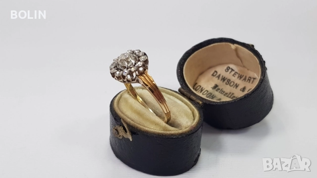 Викториански златен пръстен с диаманти , снимка 9 - Пръстени - 52777588