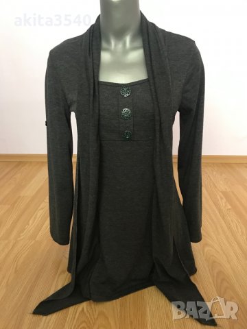 Сива туника с дълъг ръкав, снимка 9 - Туники - 33730835