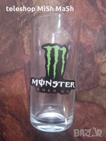 ***ТОП*** Стъклена безцветна чаша с различни лога на Монстър Енерджи Monster Energy 