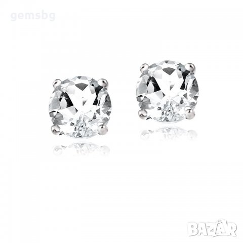 Обеци с бял топаз