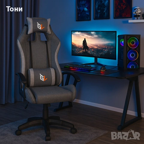 Ергономичен геймърски офис стол с лумбална и шийна опора – комфорт за игра и работа без умора, снимка 10 - Столове за офис - 53158648
