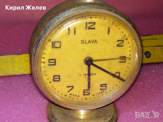 SLAVA MADE in USSR Стар КОЛЕКЦИОНЕРСКИ РУСКИ БУДИЛНИК МЕХАНИЧЕН НАСТОЛЕН ЧАСОВНИК СЛАВА СССР 39230, снимка 8 - Антикварни и старинни предмети - 44544935
