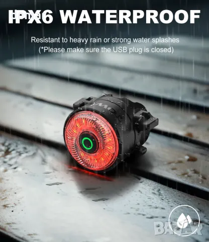 TOWILD TL03Pro задна светлина за велосипед със синхронизация, сензор за спирачка, USB-C, снимка 7 - Аксесоари за велосипеди - 47332467