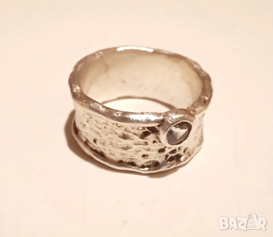 Сребърен пръстен с 1 цирконий, снимка 3 - Пръстени - 52381757