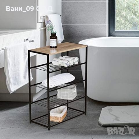 Етажерка за обувки на 5 нива-дърво и стомана, снимка 4 - Етажерки - 34326761