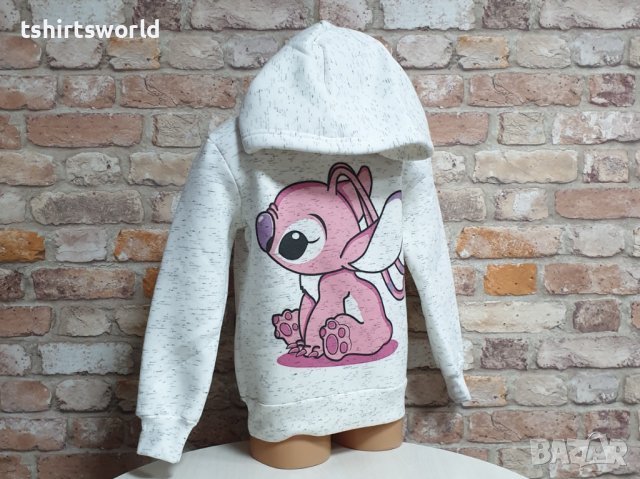 Нов детски суичър с дигитален печат Розов Стич (Stitch) в цвят бял меланж, снимка 8 - Детски анцузи и суичери - 42730185