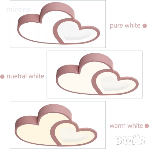 Двойна ЛЕД LED таванна лампа с форма на сърце розово дистанционно 220, снимка 9 - Лед осветление - 51546988