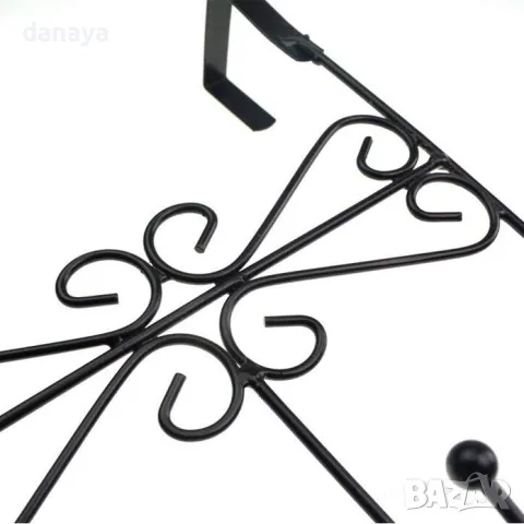 1309 Метална закачалка за врата с 5 куки черна, снимка 4 - Закачалки - 49760585