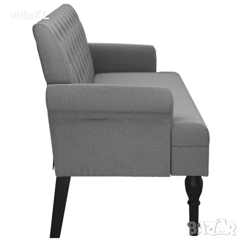 vidaXL Пейка с облегалка, тъмносива, 120x62x75,5 см, плат, снимка 5 - Дивани и мека мебел - 56147441
