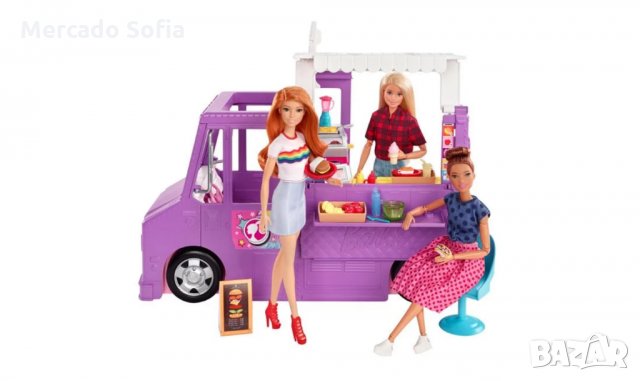 Кемпер за бързо хранене Mercado Trade, С кукла Барби, Лилав , снимка 5 - Кукли - 30780625