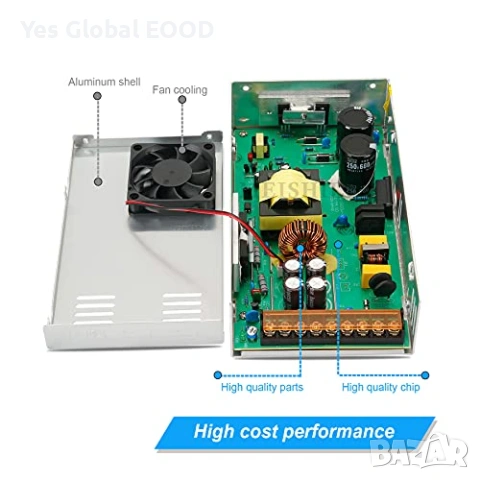 Импулсно захранване 48V 10A 480W AC/DC индустриално, снимка 2 - Друга електроника - 53355188