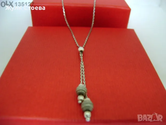Сребърно колие с топчета, снимка 3 - Колиета, медальони, синджири - 56243409