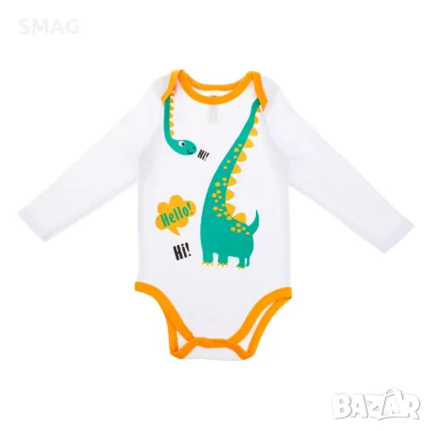 Бебешко боди Памучно бяло с дизайн на динозавър S_1245630