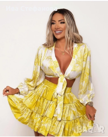 Нов сет комплект от две части къса разкроена пола и топ blessbyzl Zlatka Raykova Златка Райкова , снимка 3 - Костюми - 51725774