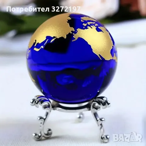 Кристален глобус Земя-глобус Земна сфера със стойка,Астрономически орнамент, снимка 4 - Статуетки - 48252958