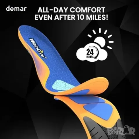 Welnove Plantar Fasciitis стелки с гел пета, размер M 7.5–8, снимка 4 - Ортопедични стелки - 55849769