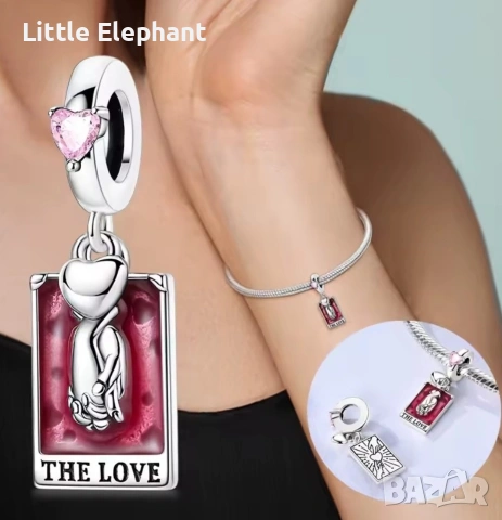 Pre order ​✨ Сребрист Талисман "The Lovers" – Таро Стил с Розов Кристал ✨/нов