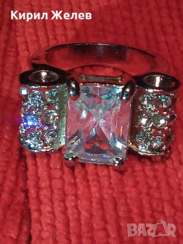 КРАСИВ БЛЕСТЯЩ ПОСРЕБРЕН АРТ ПРЪСТЕН с ОГРОМЕН ЮВЕЛИРНО ФАСЕТИРАН ЦИРКОН 20816, снимка 3 - Пръстени - 36380400