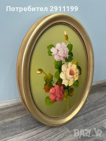 Елипсовидна маслена картина, комплект от две, снимка 4 - Картини - 51793205