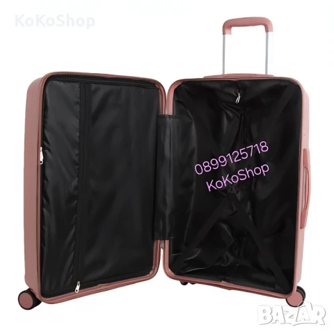 Куфар на колелца-48x28,5x75,5 см./розов куфар на колелца, снимка 8 - Куфари - 50644429