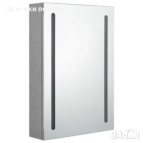 LED Шкаф С Огледало За Баня, Бетонно Сив, 50x13x70 См, снимка 5 - Шкафове - 48431805
