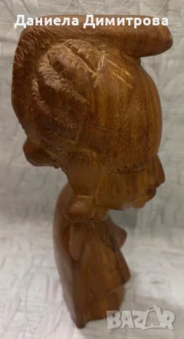Бюст на африканска жена от дърво масив, снимка 3 - Статуетки - 50408724