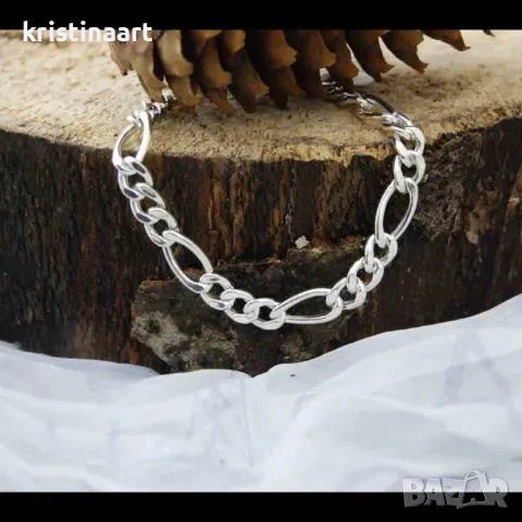 Мъжка сребърна италианска гривна *Картие*, 20см
