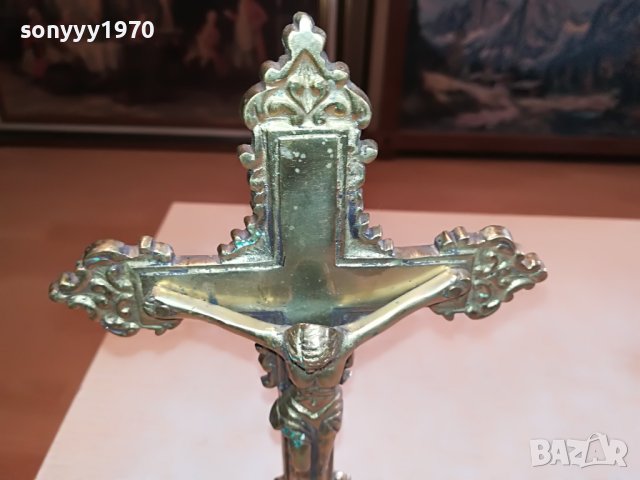 🛑📢GARANTIERT MASSIV MESSING-КРЪСТ С ХРИСТОС 1010221322, снимка 10 - Антикварни и старинни предмети - 38281463