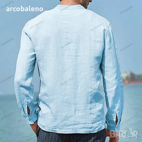 Мъжка едноцветна памучна риза с джобове, 3цвята , снимка 7 - Ризи - 39689168