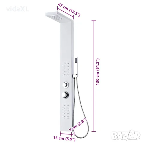 vidaXL Система душ панел от алуминий, матирано бяло, снимка 9 - Душове - 56146034