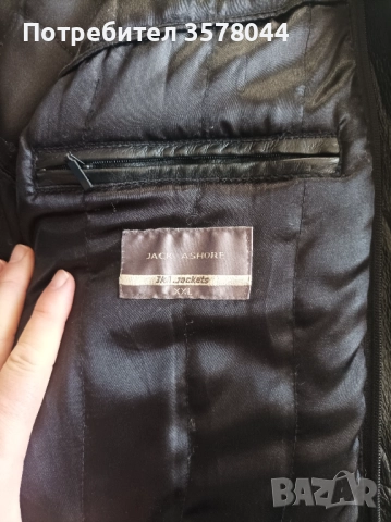 Мъжко черно кожено яке., снимка 4 - Якета - 52238386