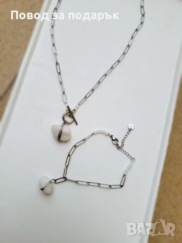 Неръждаема стомана и естествен кварц за добра енергия , снимка 6 - Бижутерийни комплекти - 52660880