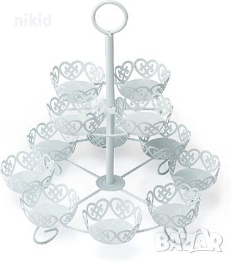 метална стойка поставка сърцевидни кошнички за 12 бр мъфини мъфина къпкейк кексчета, снимка 2 - Други - 37552765