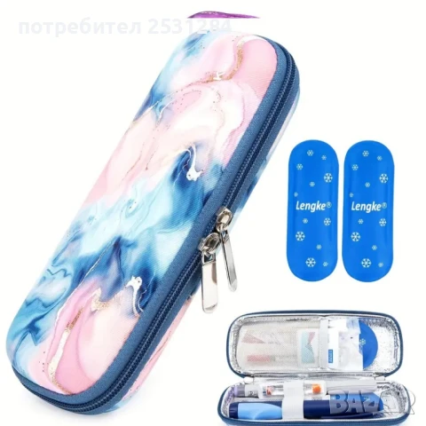 Несесер, преносима чанта за охлаждане на инсулин и лекарства + 2 бр. охлаждащ гел, снимка 2 - Чанти - 50570799