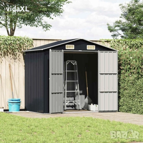 vidaXL Градинска барака, антрацит, 205x129x183 см, поцинкована стомана(SKU:46299), снимка 2 - Други - 52921413