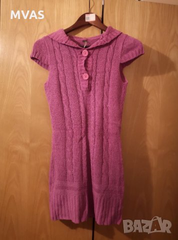 Плетен дълъг суичър тип рокля без ръкави S