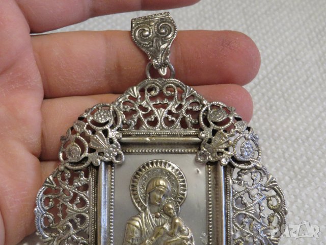 Старинен нагръден знак Богородица с бял седеф - внос ИЗраел, Йерусалим религия, снимка 4 - Антикварни и старинни предмети - 30234624
