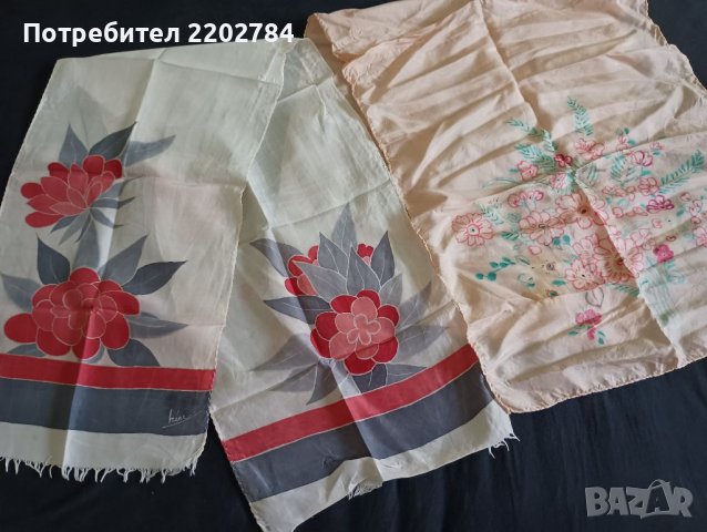 Четири шала рисувана естествена коприна, снимка 1