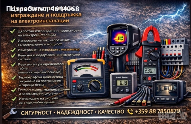 Цялостна проверка, изграждане и поддръжка на електроинсталации.