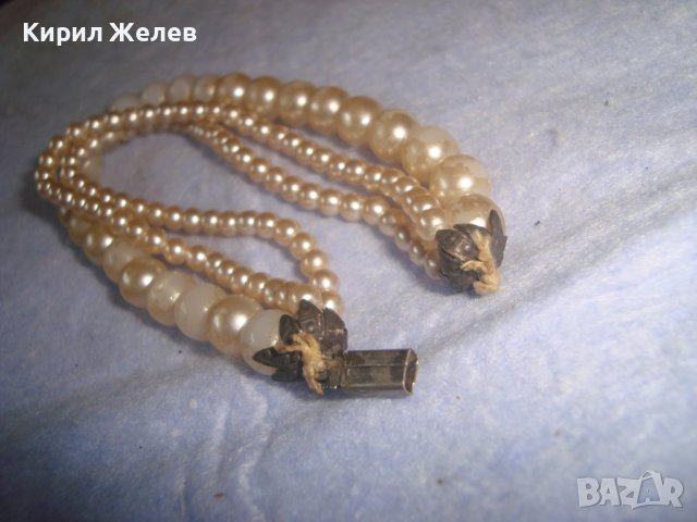 СТАРА ПЕРЛЕНА АР НУВО СТИЛ ТРОЙНА РЕТРО АРТ ГРИВНА 63161, снимка 5 - Антикварни и старинни предмети - 37052324