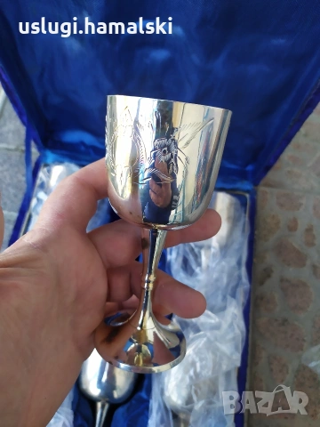 Винтидж комплект посребрени чаши, снимка 4 - Антикварни и старинни предмети - 54096279