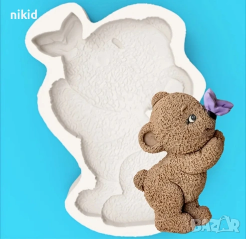 Мече с кацнала пеперуда на носле силиконов молд форма фондан шоколад гипс декор украса