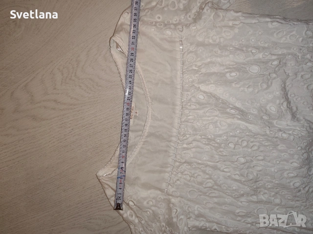 Бяла дамска блуза от 100% памук/коприна, снимка 3 - Туники - 54117485