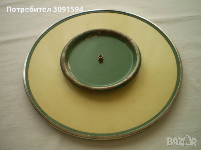 Ретро стъклен обратно рисуван кръга въртящ поднос , снимка 3 - Колекции - 42319372