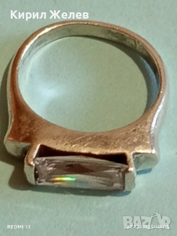 Изчистен елегантен сребърен пръстен тип Багет с кристал подходящ аксесоар за ежедневието 44320, снимка 8 - Пръстени - 52872140