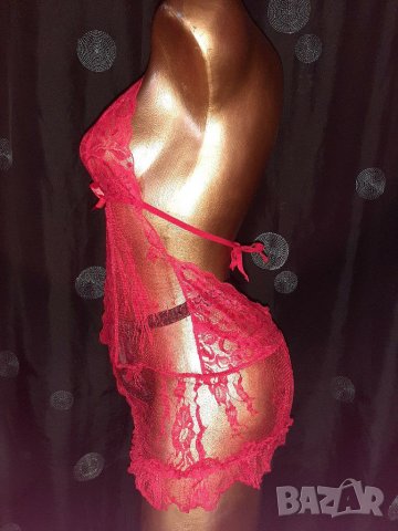 Аvid  Love M червена дантелена нощница / топ, снимка 4 - Корсети, бюстиета, топове - 29664632
