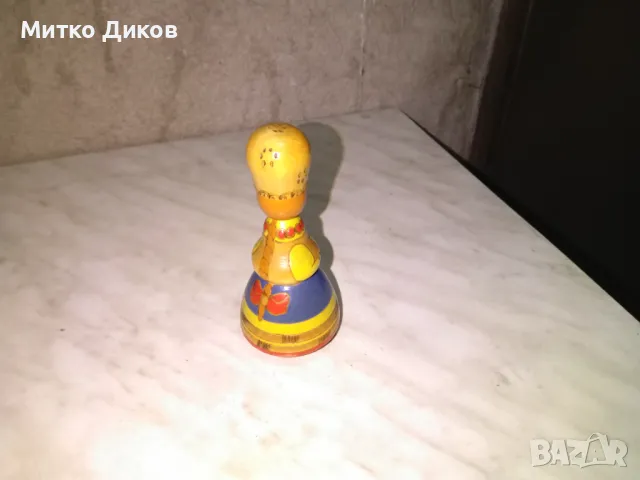Дървена кукла от соца СССР Н-125мм и фи 6см долу и 3см горе, снимка 4 - Кукли - 48596128