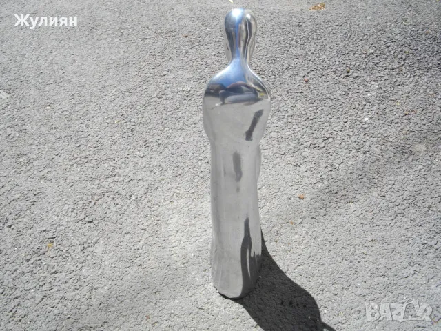 МЕТАЛНИ АЛУМИНИЕВИ ФИГУРИ СТАТУЕТКА АР НУВО ДВЕ В ЕДНО, снимка 3 - Антикварни и старинни предмети - 50218443