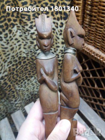 Стари дървени дълги африкански прибори, снимка 4 - Антикварни и старинни предмети - 30894259